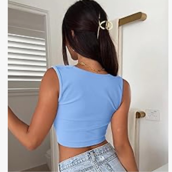 BABY BLUE CROP TOP SIZE SMALL - Picture 2 of 4